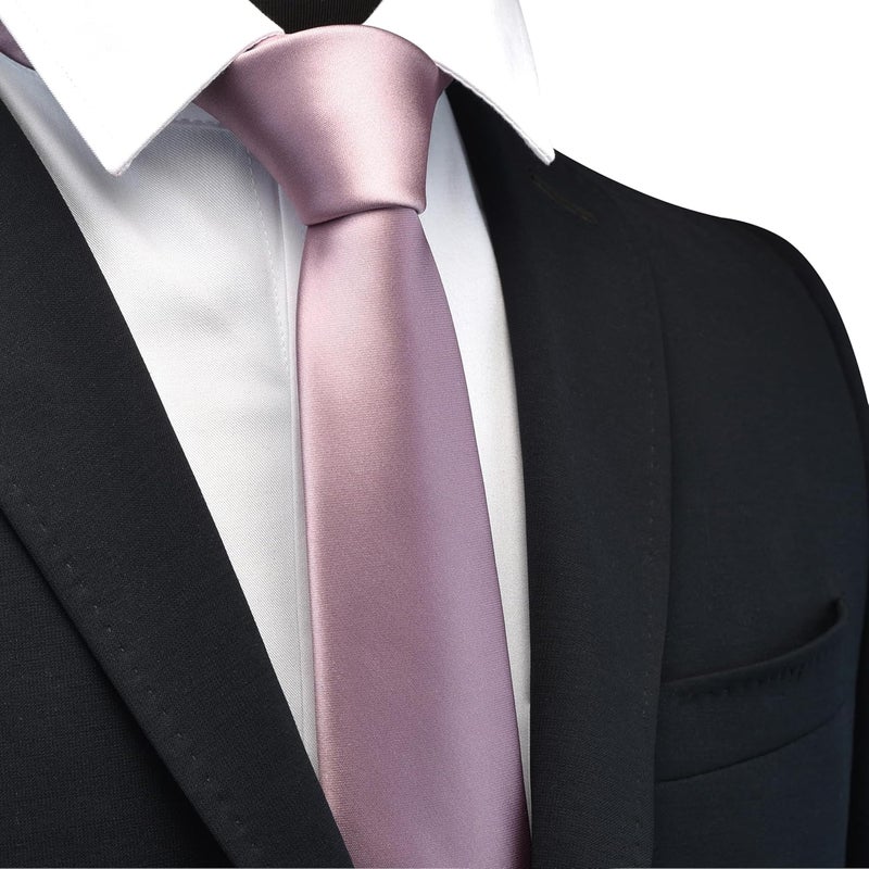 Branduce 2.4"（6cm） Mens Solid Skinny Satin Tie Pure Color Slim Necktie for Business and Wedding - Image 2